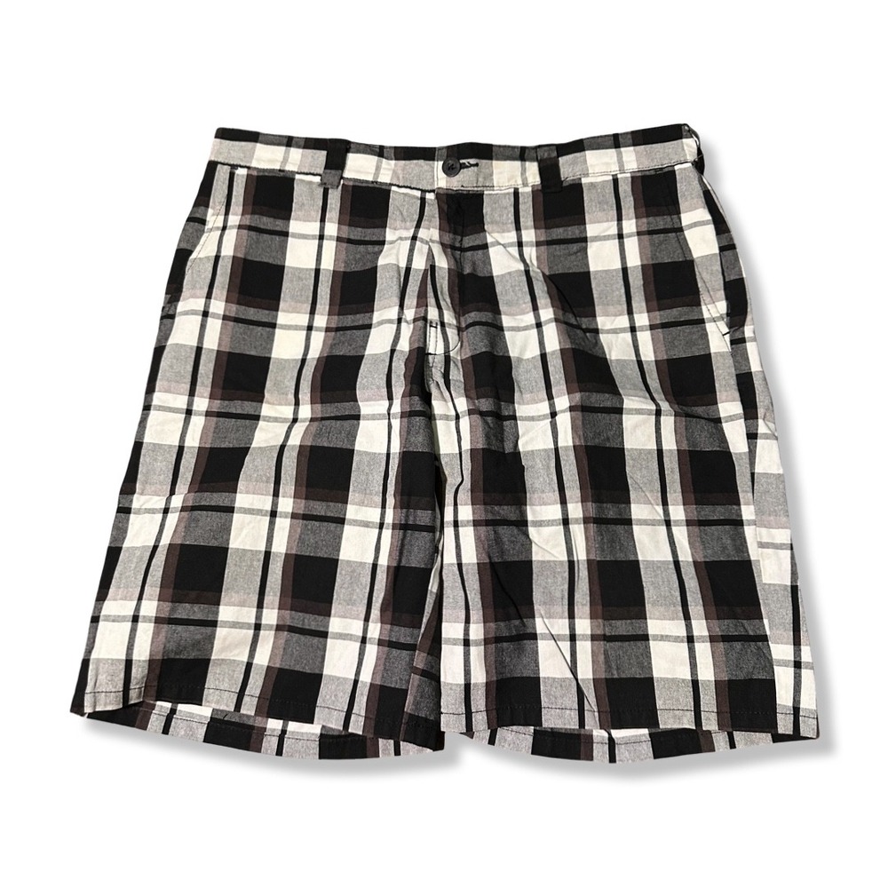 Dickies Plaid Shorts Mens 36 Black White Excellent Flat Front Utility Pocket